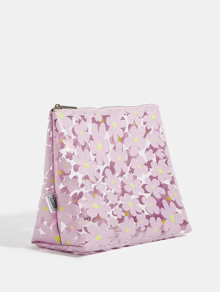 Warped Lilac Glitter Flower Wash Bag sold by Skinnydip London product image thumbnail 5