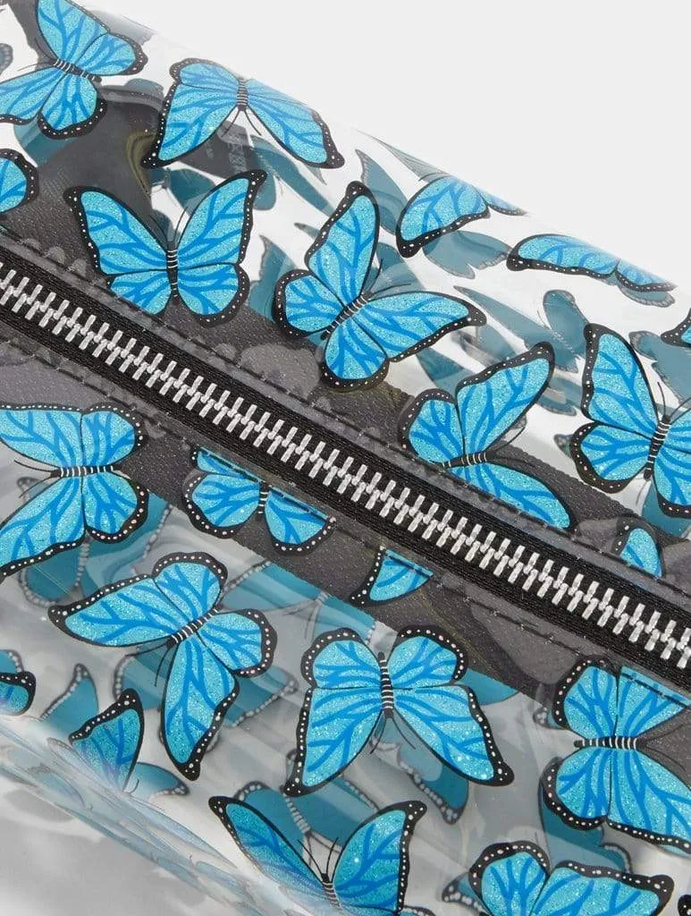 Blue Butterfly Glitter Makeup Bag sold by Skinnydip London product image thumbnail 2