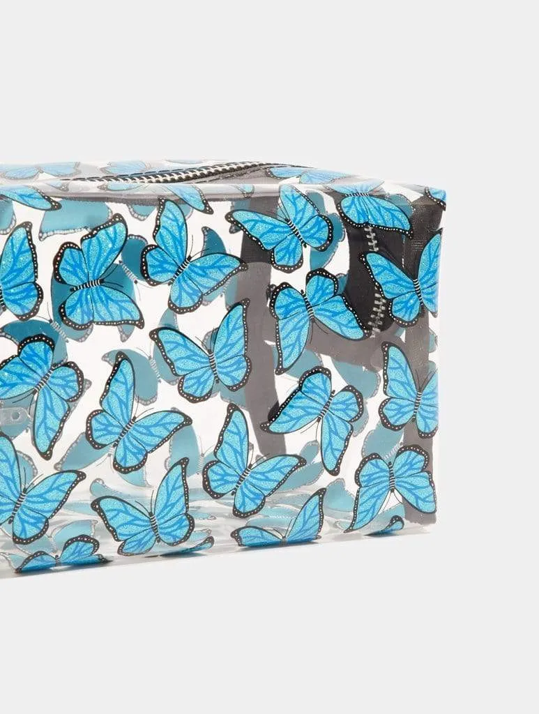 Blue Butterfly Glitter Makeup Bag sold by Skinnydip London product image thumbnail 4