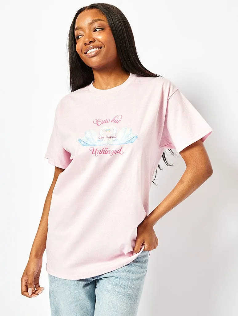 Cute But Unhinged T-Shirt In Pink sold by Skinnydip London product image thumbnail 2