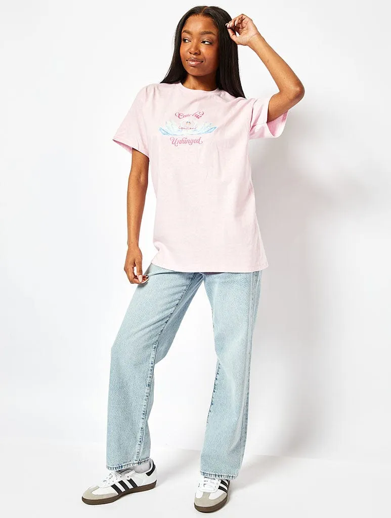 Cute But Unhinged T-Shirt In Pink sold by Skinnydip London product image thumbnail 4
