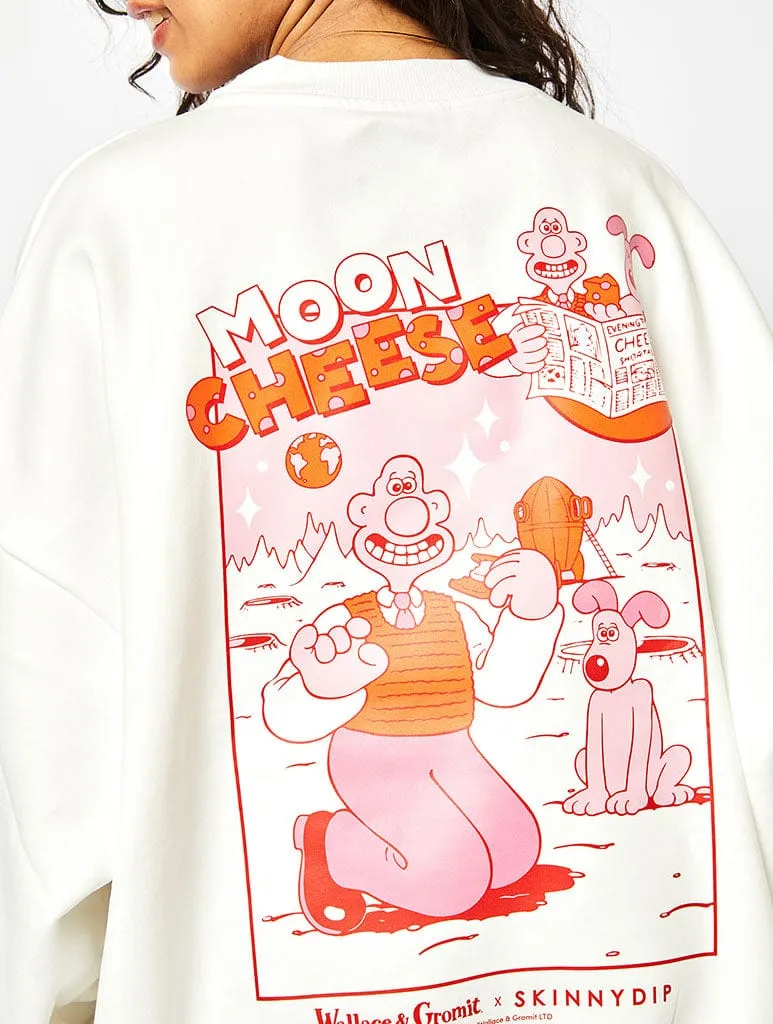 Wallace & Gromit x Skinnydip Moon Cheese Sweatshirt In Ecru sold by Skinnydip London product image thumbnail 2