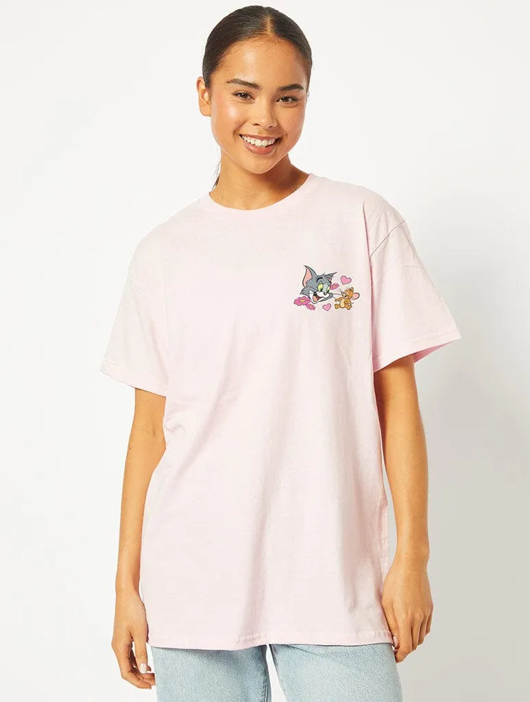 Tom & Jerry Valentine's T-Shirt in Pink sold by Skinnydip London product image thumbnail 2