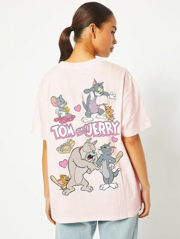 Tom & Jerry Valentine's T-Shirt in Pink sold by Skinnydip London