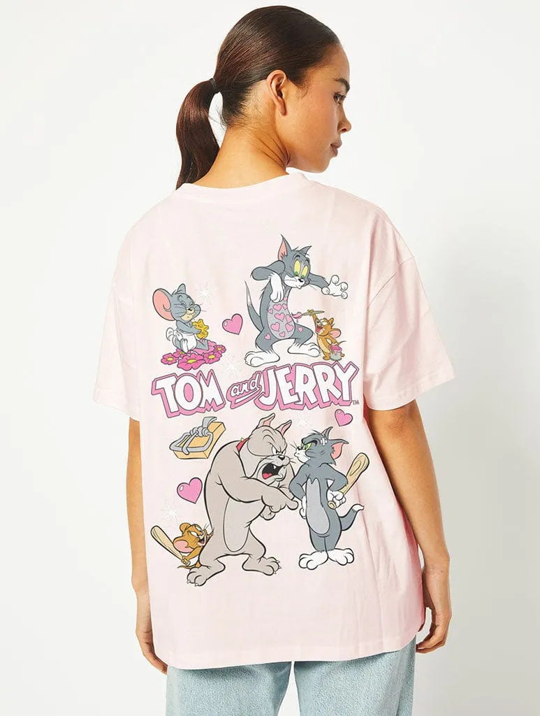 Tom & Jerry Valentine's T-Shirt in Pink sold by Skinnydip London