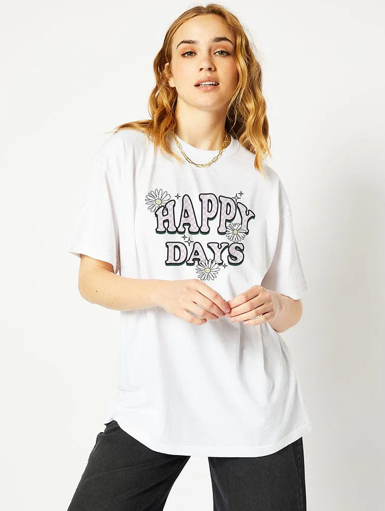 Happy Days White T-Shirt sold by Skinnydip London