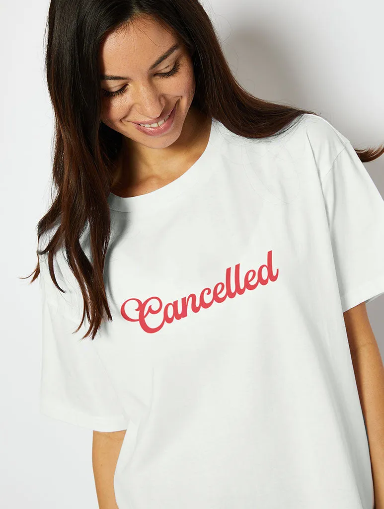 Cancelled T-Shirt In Ecru sold by Skinnydip London