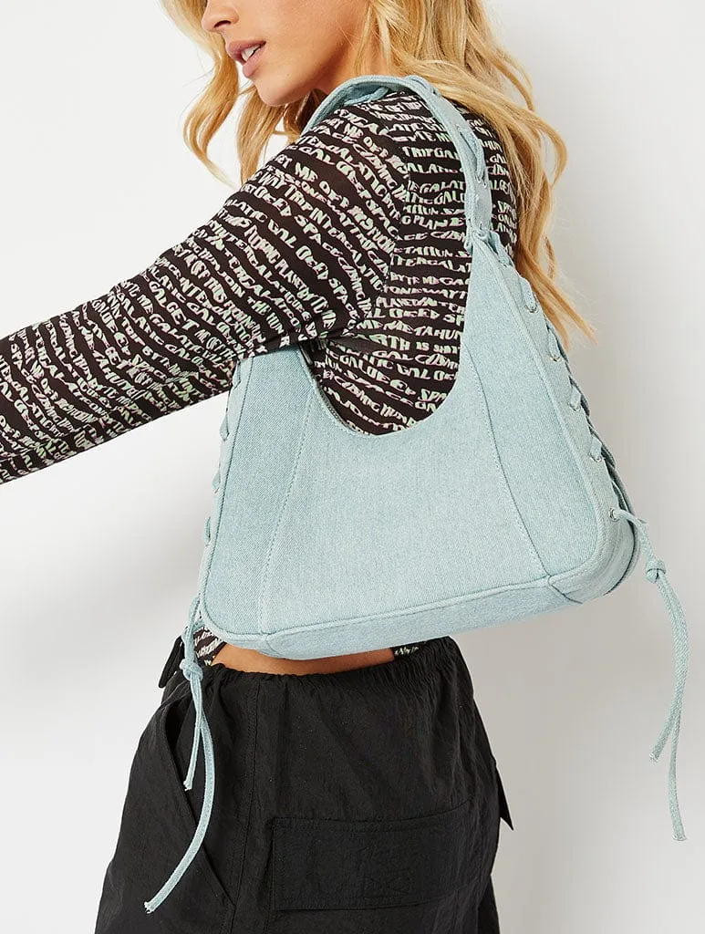 Sara Denim Whipstitch Shoulder Bag sold by Skinnydip London