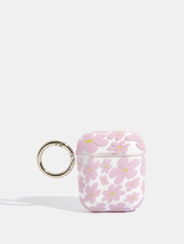 Warped Lilac Glitter Flower AirPods Case sold by Skinnydip London