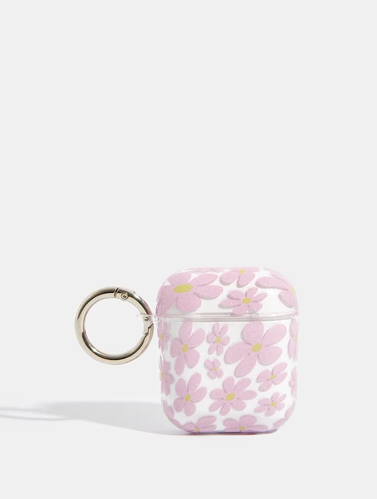 Warped Lilac Glitter Flower AirPods Case sold by Skinnydip London