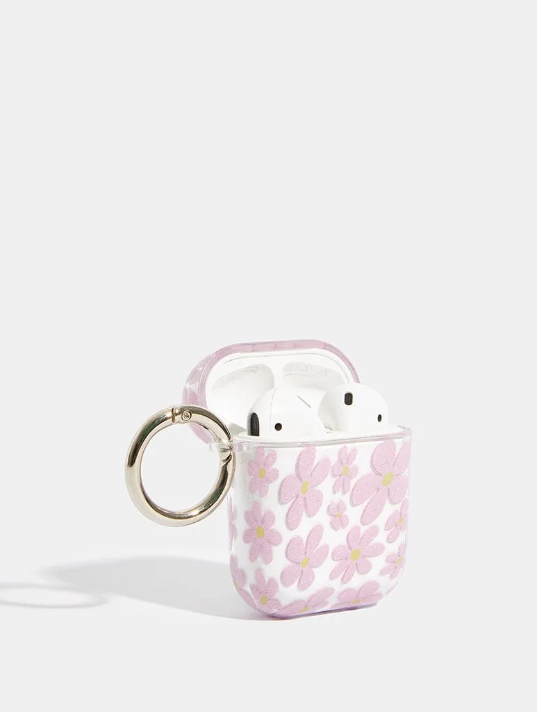 Warped Lilac Glitter Flower AirPods Case sold by Skinnydip London product image thumbnail 5