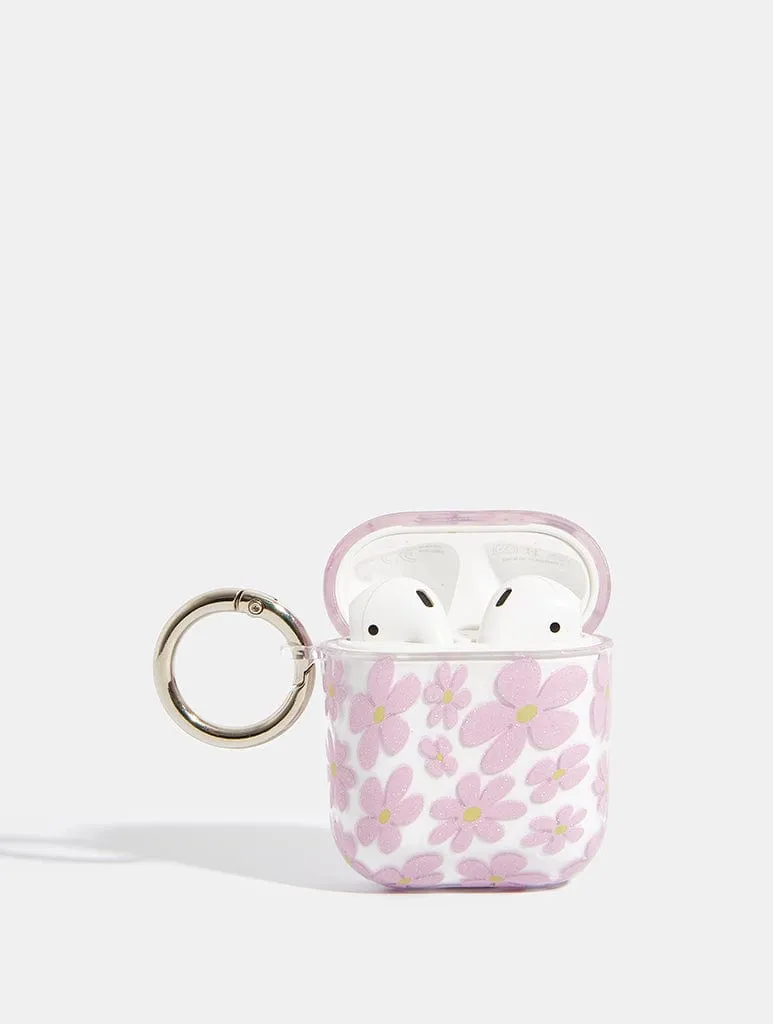 Warped Lilac Glitter Flower AirPods Case sold by Skinnydip London product image thumbnail 2