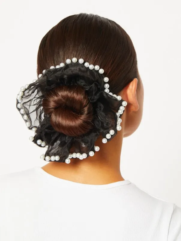 Organza Extra Large Scrunchie with Pearls sold by Skinnydip London