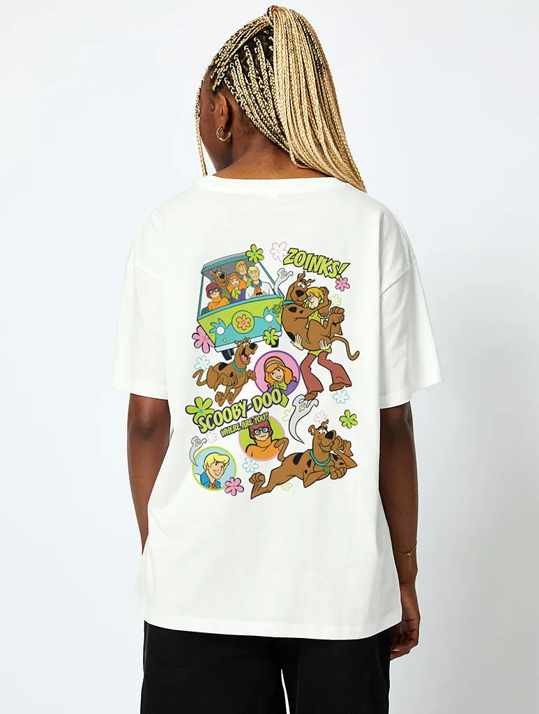 Scooby Doo x Skinnydip Sticker T-Shirt in Ecru sold by Skinnydip London