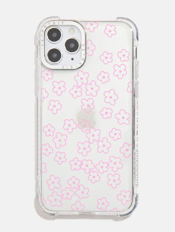 Pink Flower Outline Shock iPhone Case sold by Skinnydip London
