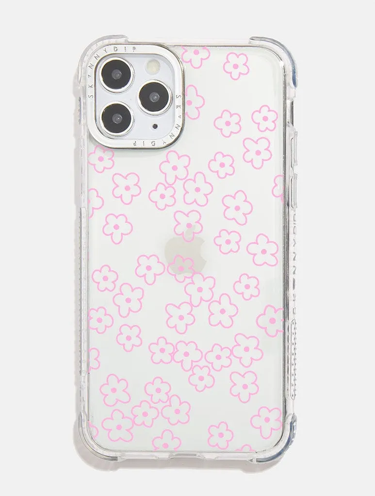 Pink Flower Outline Shock iPhone Case sold by Skinnydip London