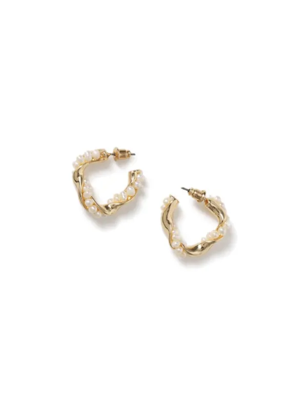 Liars & Lovers Pearl Twisted Hoops sold by Skinnydip London