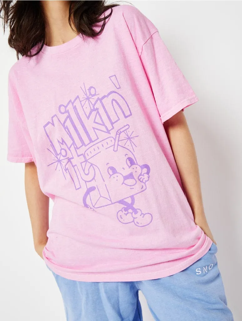 Milking it Graphic Oversized T-Shirt sold by Skinnydip London