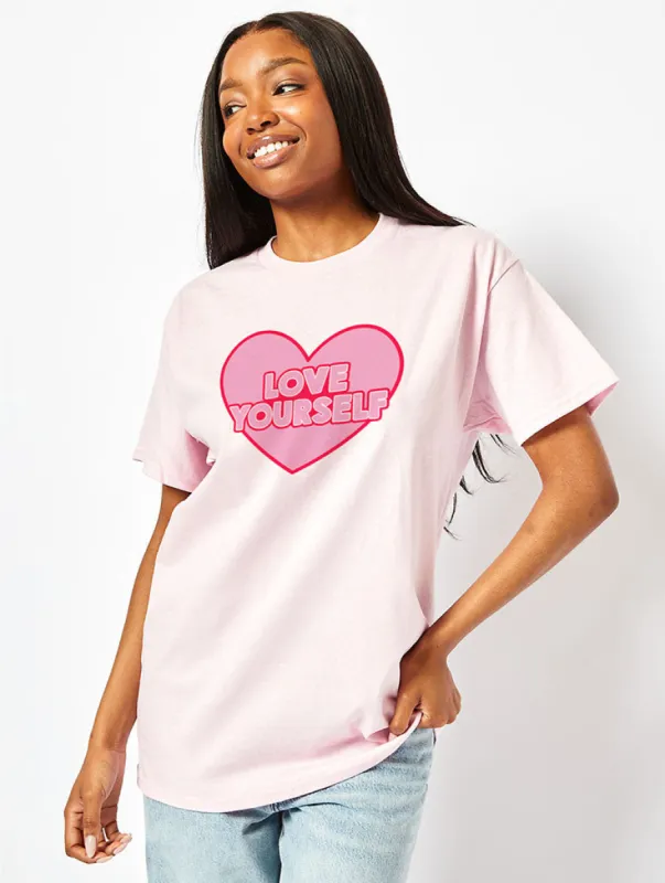 Mallows Beauty x Skinnydip Heart T-Shirt In Pink made by Skinnydip London