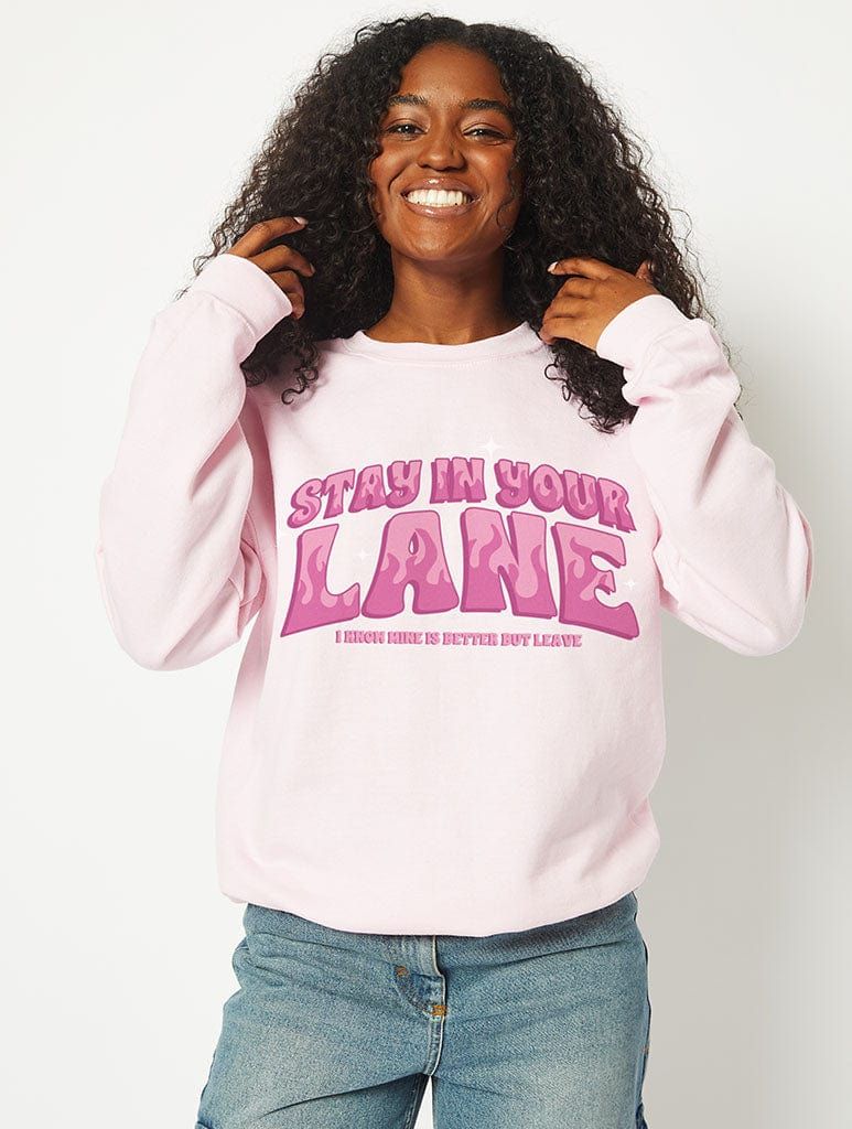 Stay In Your Lane Sweatshirt in Pink sold by Skinnydip London