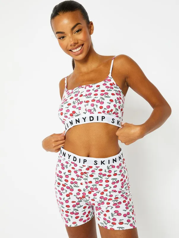 Cherry Print Crop Top & Short Pyjama Set sold by Skinnydip London