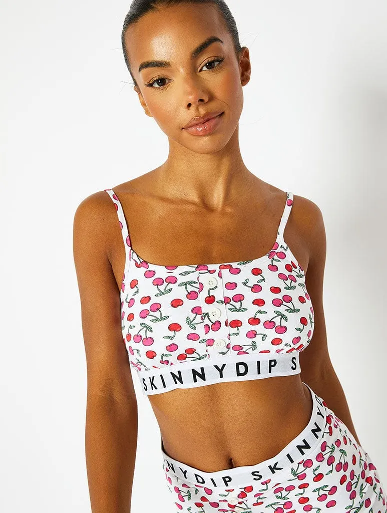 Cherry Print Crop Top & Short Pyjama Set sold by Skinnydip London product image thumbnail 3