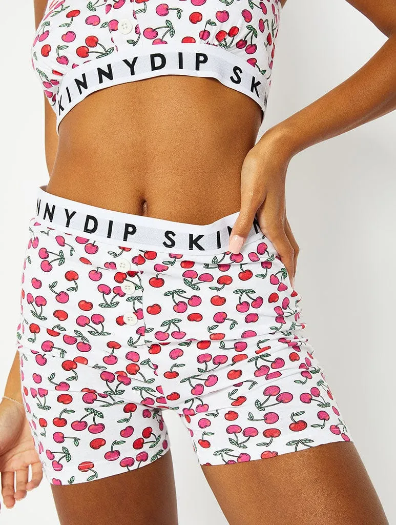 Cherry Print Crop Top & Short Pyjama Set sold by Skinnydip London product image thumbnail 4