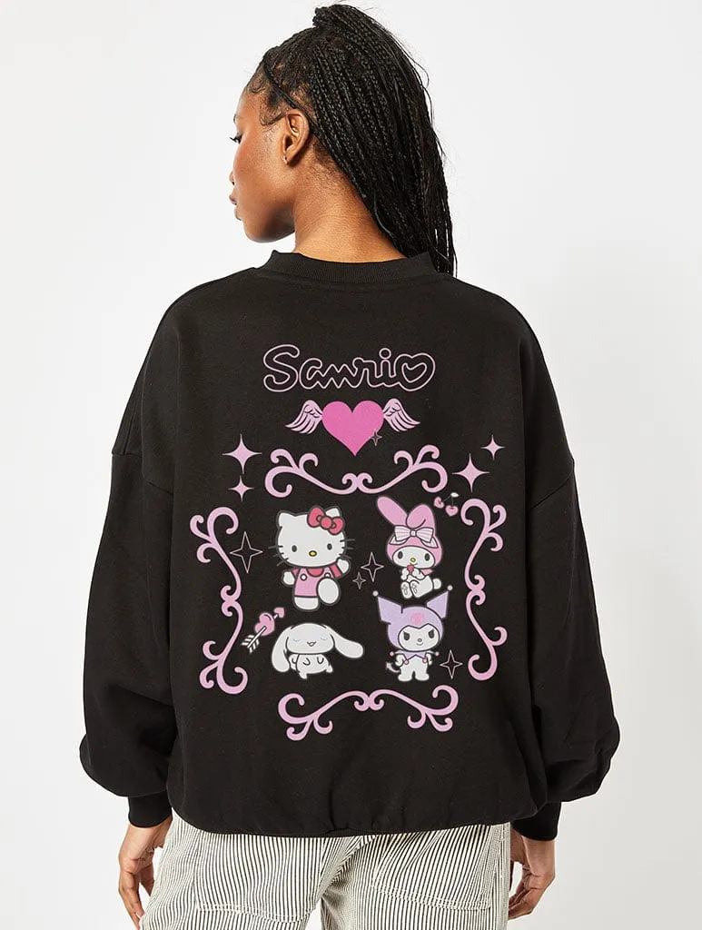 Hello Kitty x Skinnydip Mixed Character Sweatshirt In Black sold by Skinnydip London