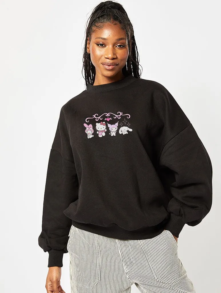 Hello Kitty x Skinnydip Mixed Character Sweatshirt In Black sold by Skinnydip London product image thumbnail 2