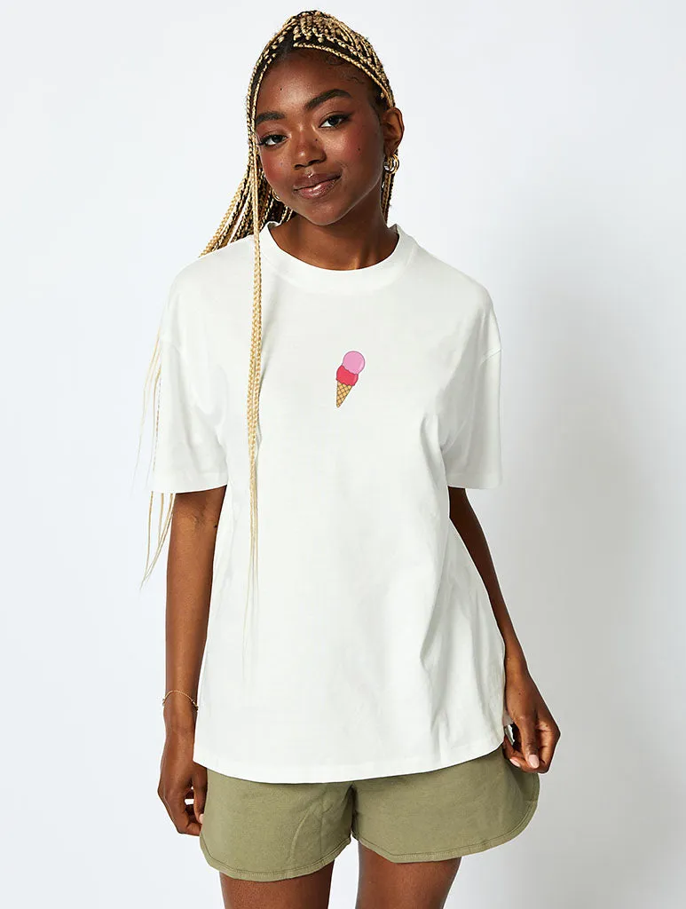 Mallows Beauty x Skinnydip Ice Cream T-Shirt In Ecru sold by Skinnydip London