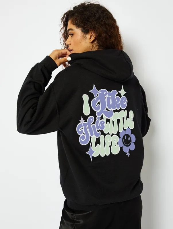 I Think I Like This Little Life Hoodie in Black sold by Skinnydip London