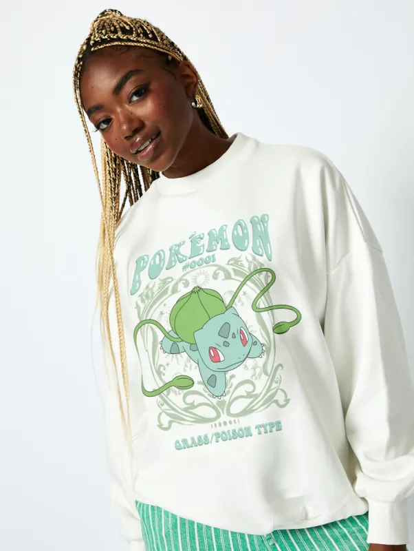 Pokemon #001 Bulbasaur Sweatshirt in Ecru sold by Skinnydip London