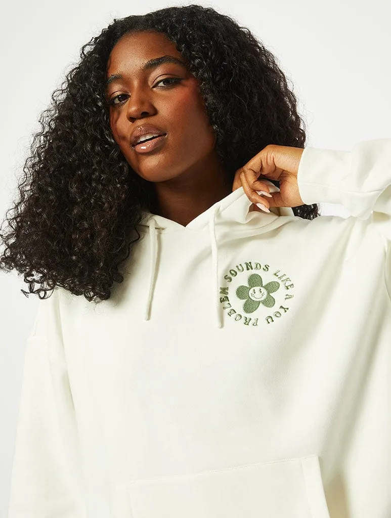 Sounds Like A You Problem Oversized Hoodie in Ecru sold by Skinnydip London product image thumbnail 2