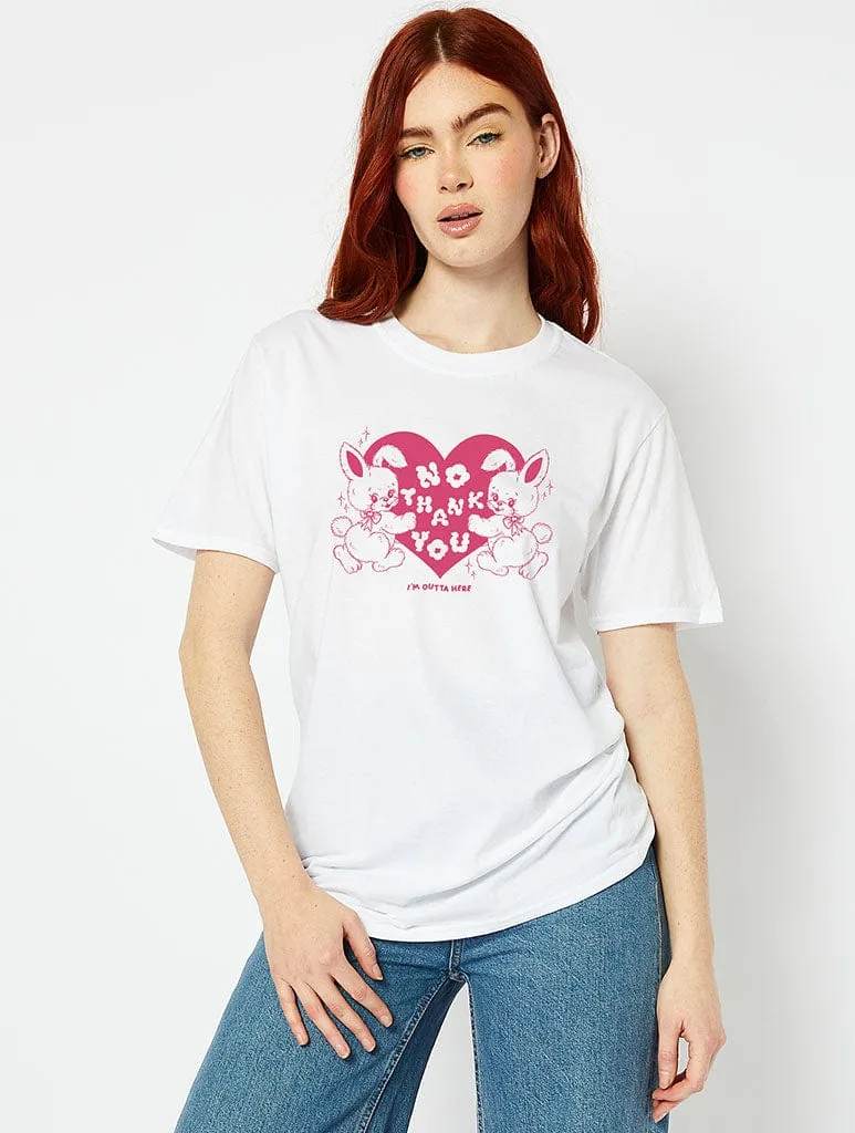 No Thank You T-Shirt in White sold by Skinnydip London