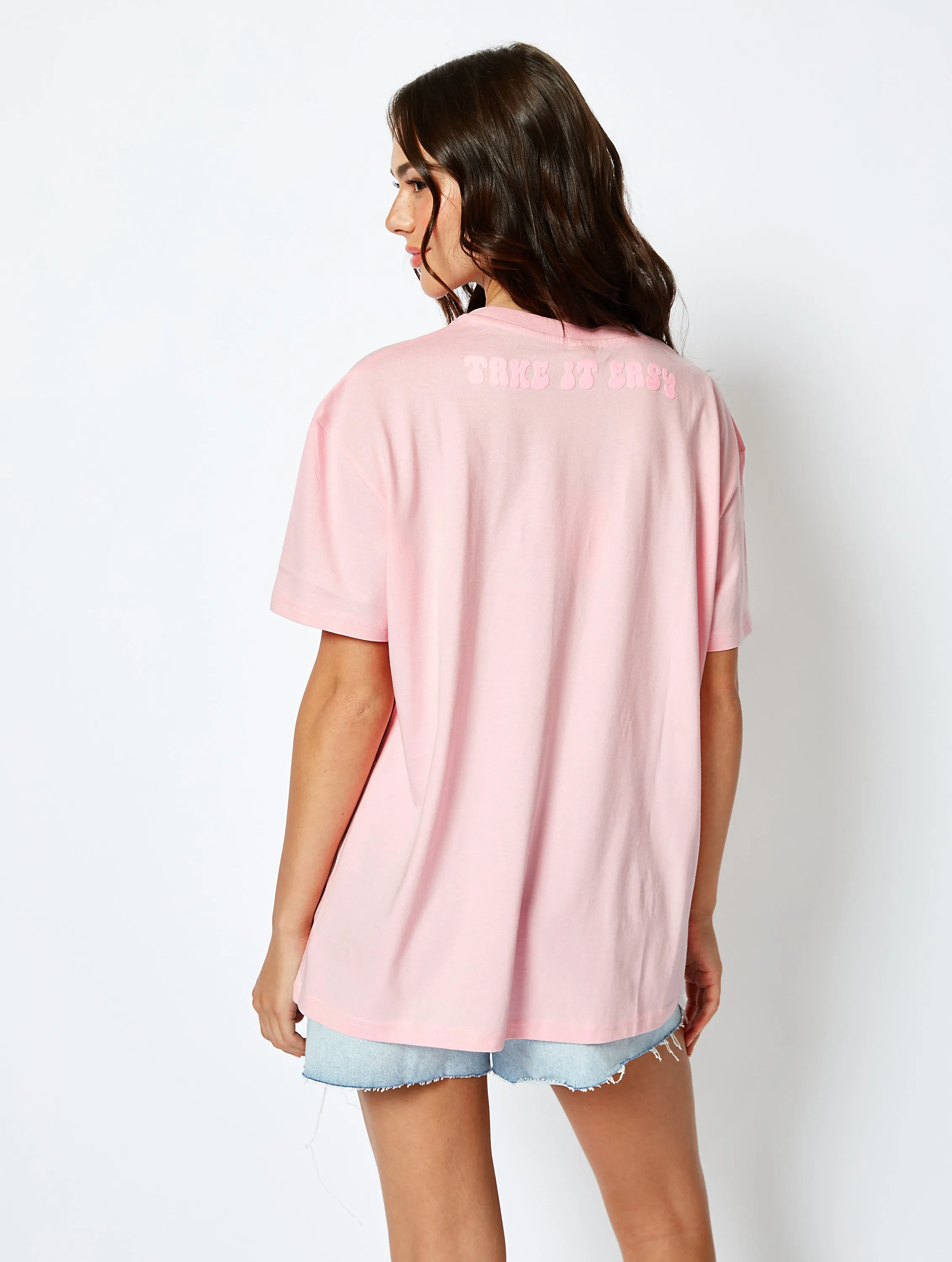 Take it Easy Oversized Pink T-Shirt sold by Skinnydip London product image thumbnail 5