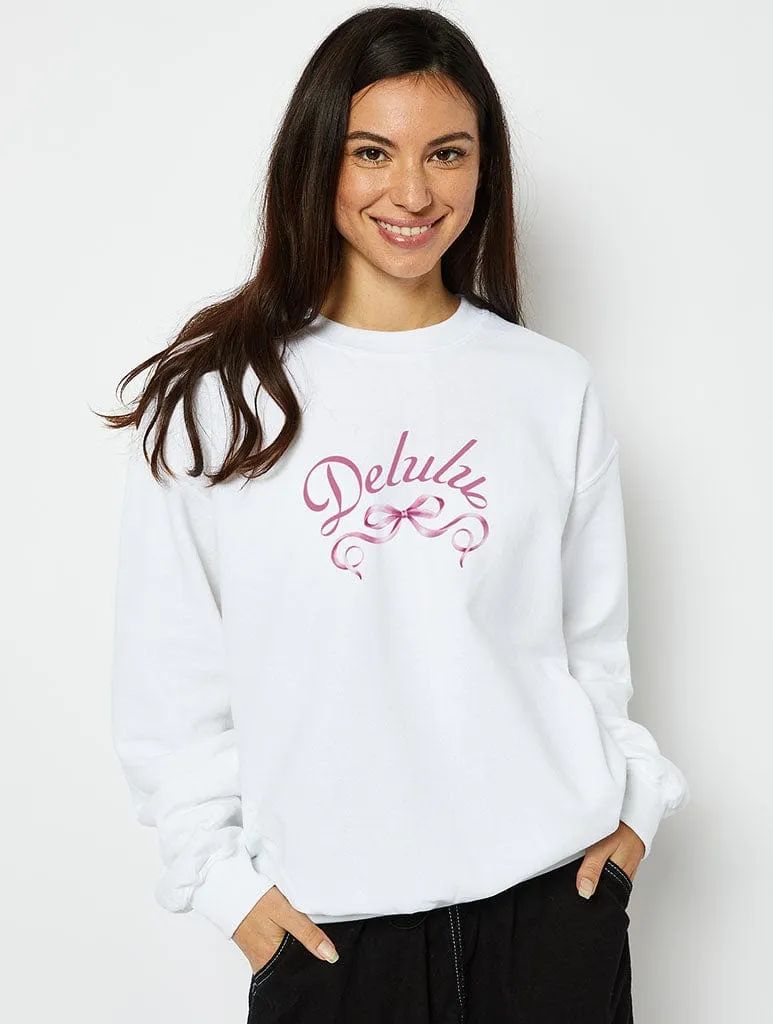 Coquette Sweatshirt in White sold by Skinnydip London