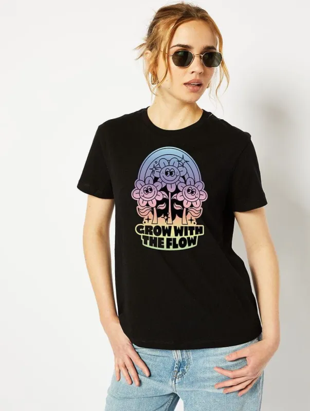 Grow With The Flow T-Shirt in Black sold by Skinnydip London