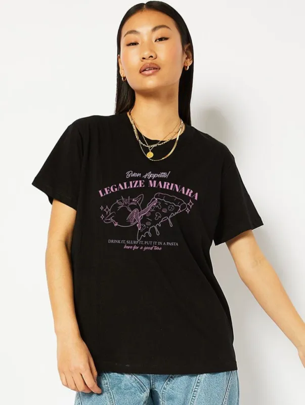 Legalize Marinara Black T-Shirt sold by Skinnydip London