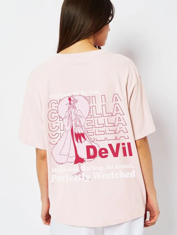Disney Cruella De Vil Poster T-Shirt in Pink sold by Skinnydip London