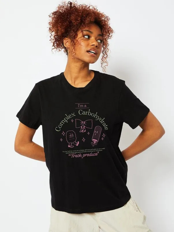 Complex Carb Black T-Shirt sold by Skinnydip London