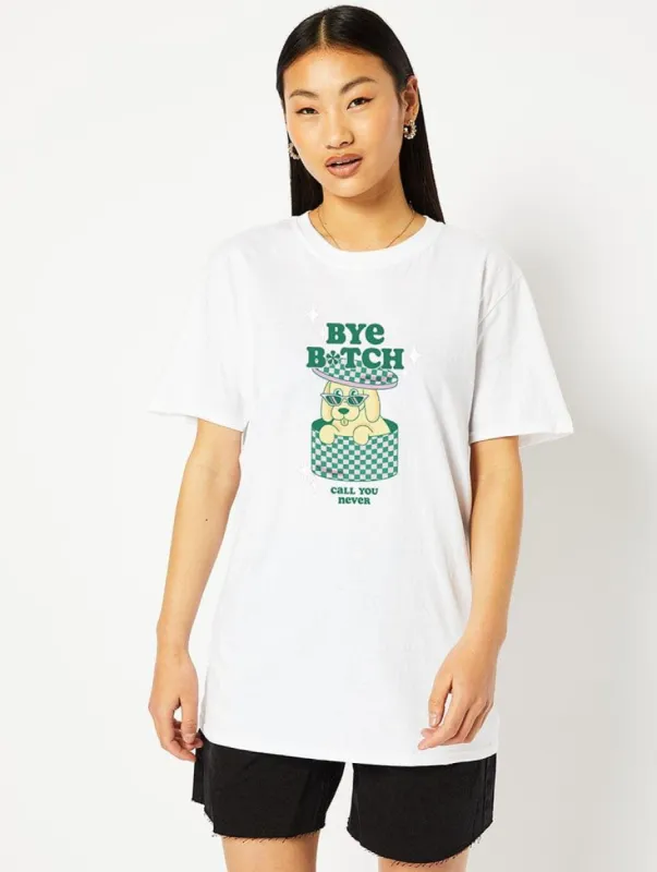 Bye B*tch T-Shirt in White sold by Skinnydip London