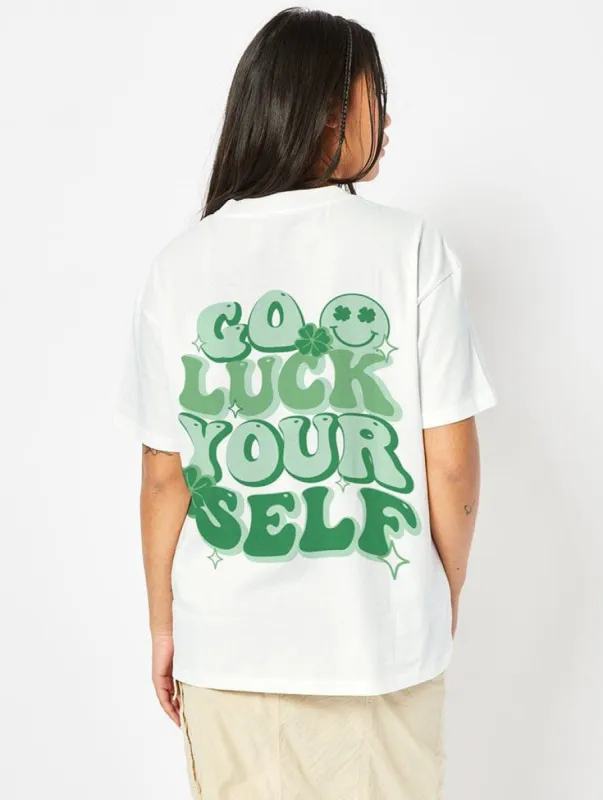 Go Luck Yourself T-Shirt In White sold by Skinnydip London