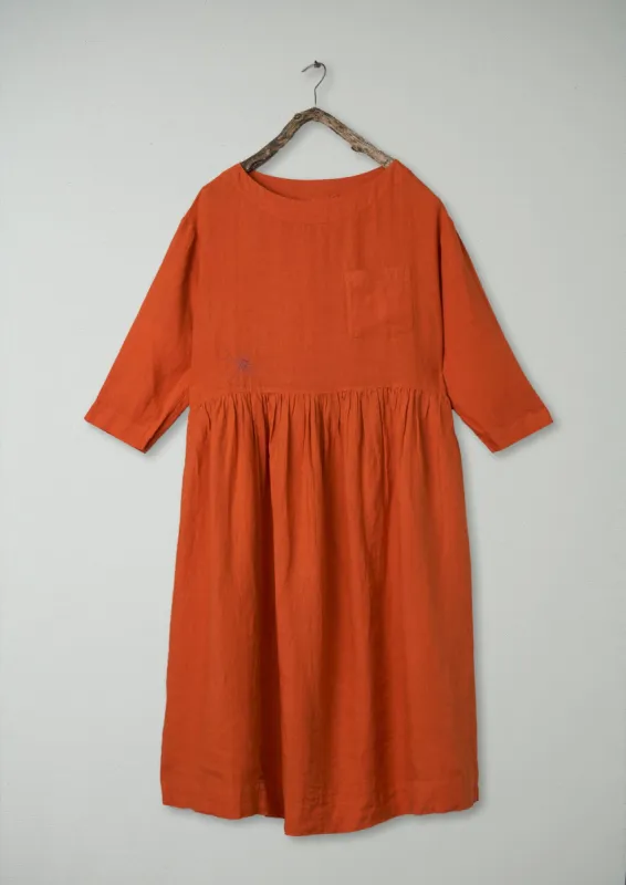 Renewed Boat Neck Linen Dress Size L (088) | Tangerine sold by TOAST