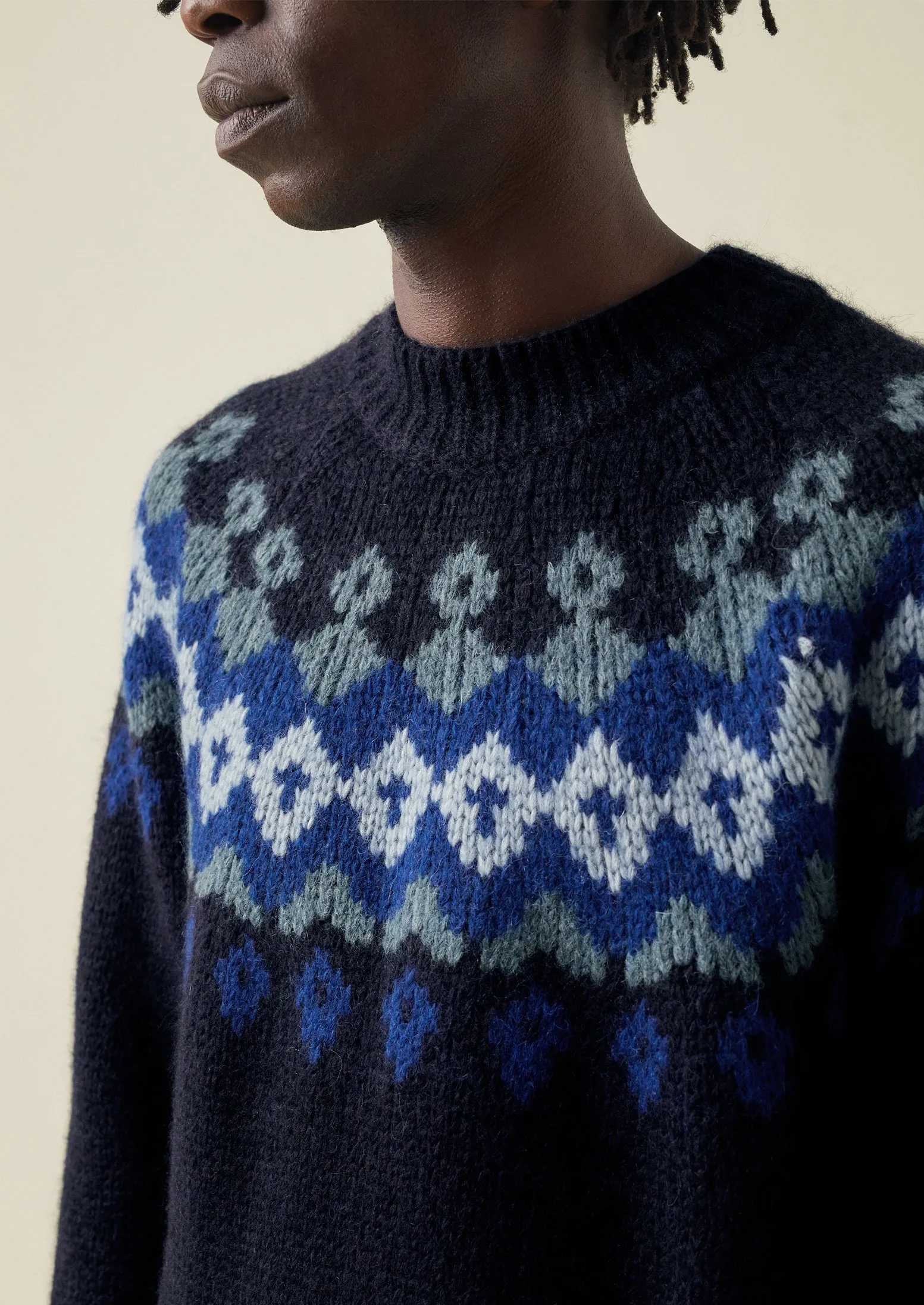 Graphic Fair Isle Yoke Sweater | Navy sold by TOAST product image thumbnail 4
