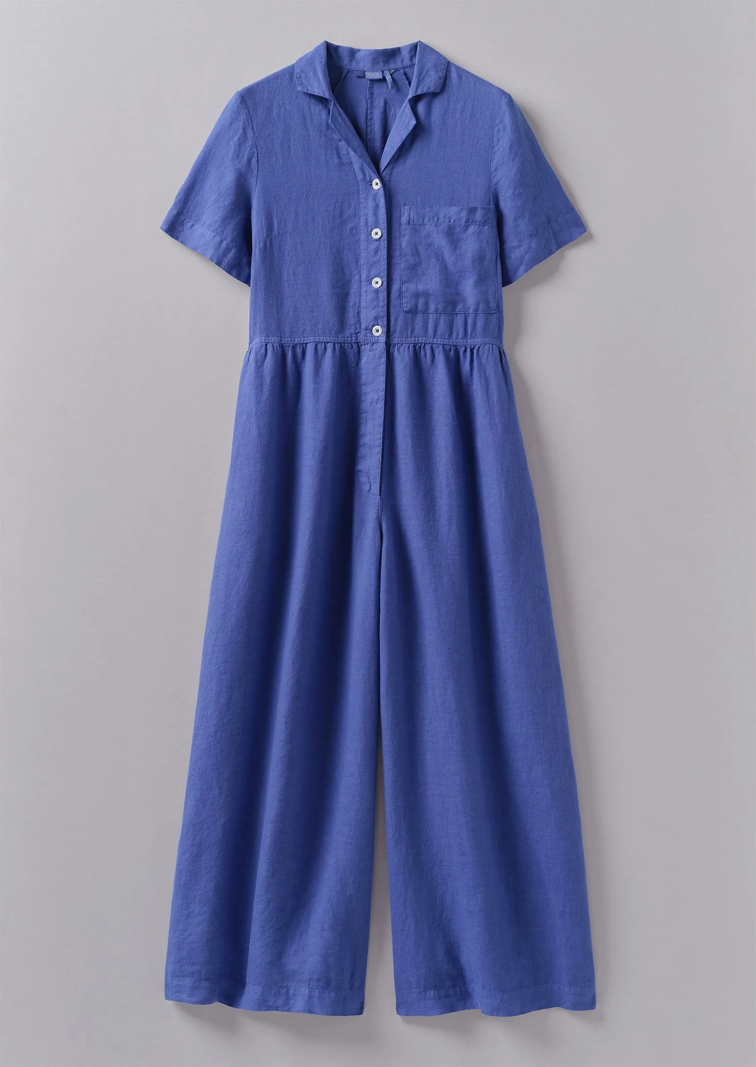 Gathered Waist Lightweight Linen Jumpsuit | Bilberry sold by TOAST