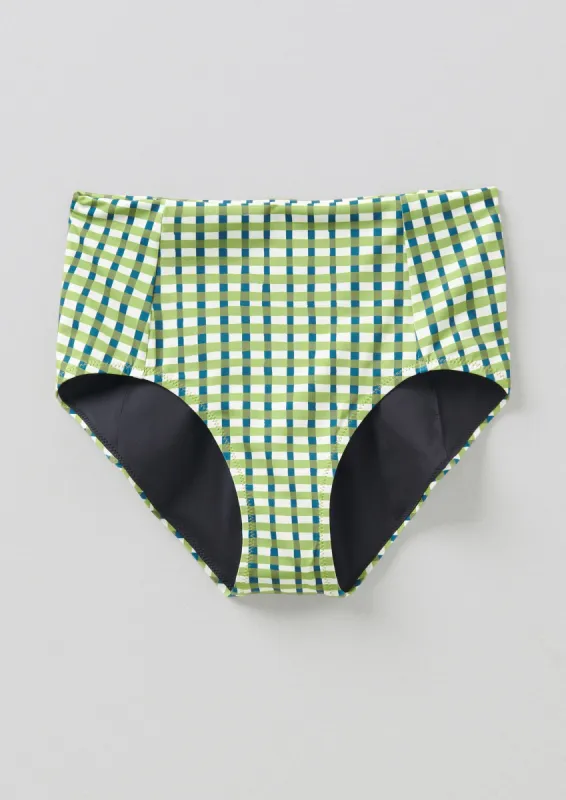 Recycled Painted Check Bikini Bottoms | Bright Olive sold by TOAST
