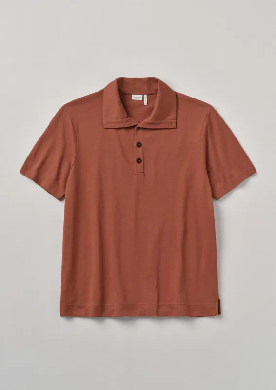 Organic Cotton Slub Polo Shirt | Burnt Sienna sold by TOAST