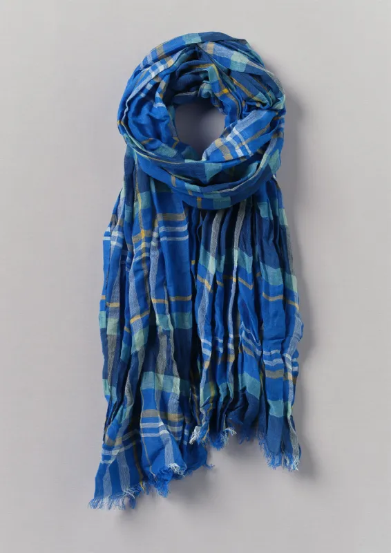 Fjord Check Linen Scarf | Multi/Blue sold by TOAST