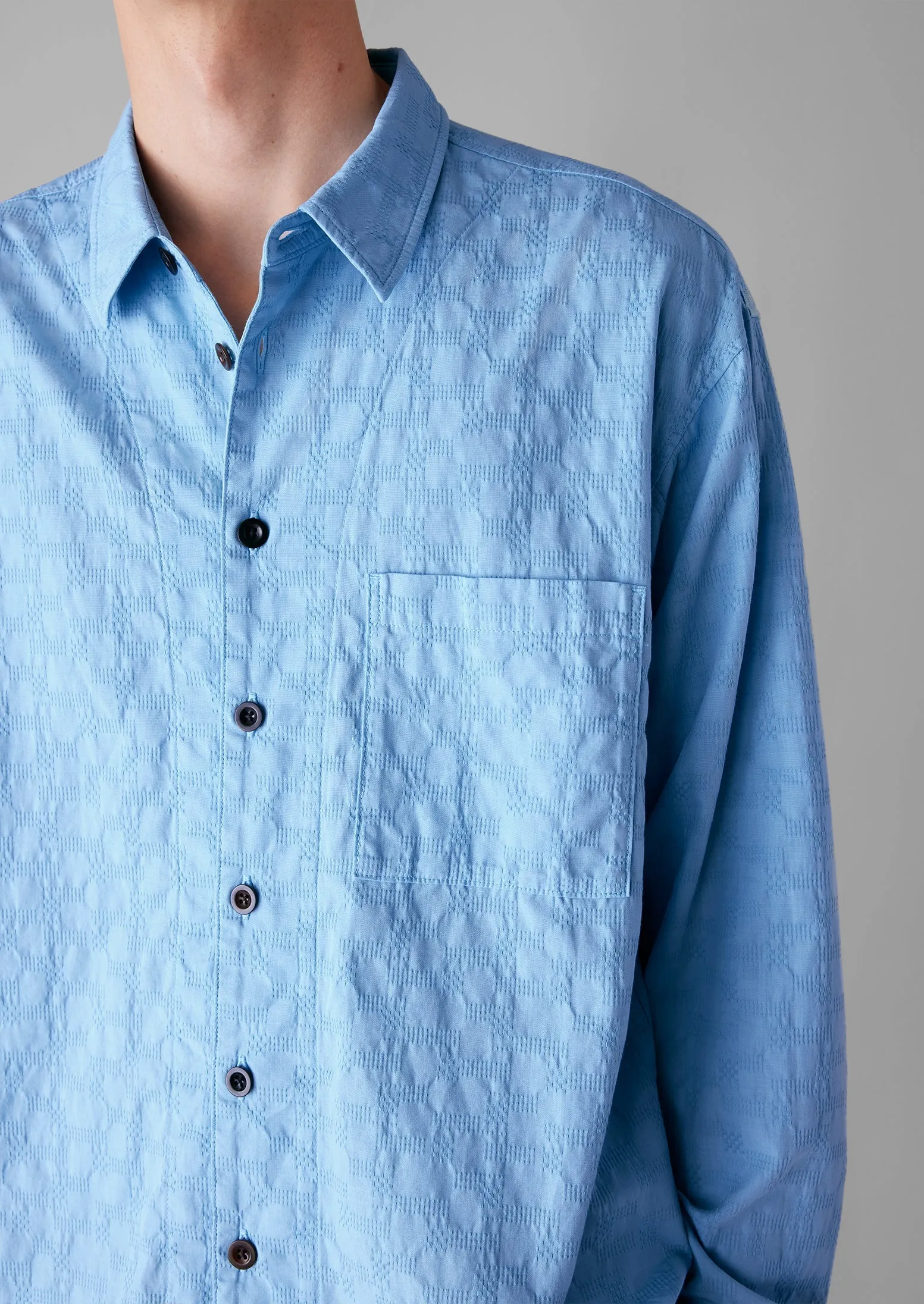 Dropped Shoulder Jacquard Shirt | Light Blue sold by TOAST product image thumbnail 3