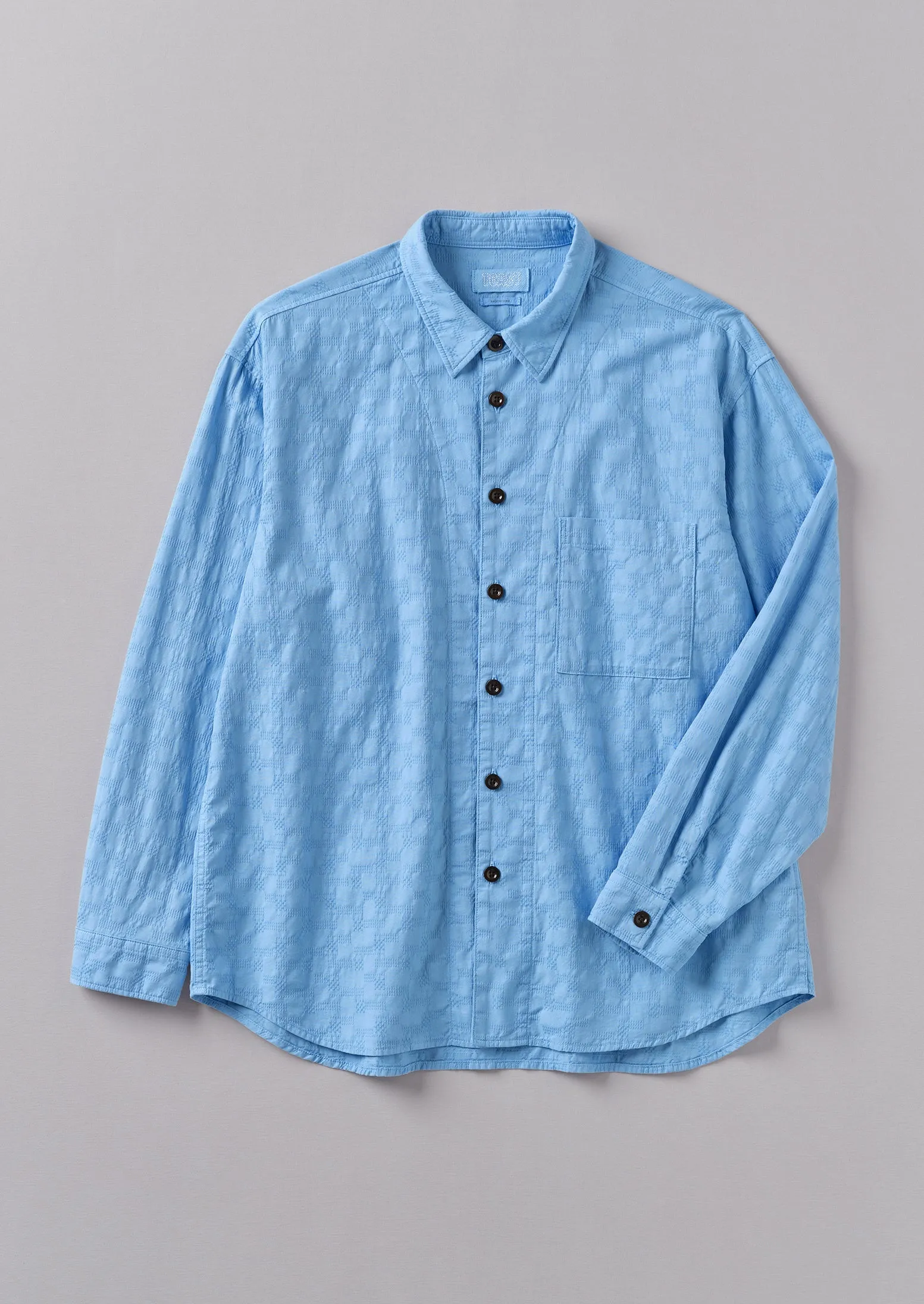 Dropped Shoulder Jacquard Shirt | Light Blue sold by TOAST